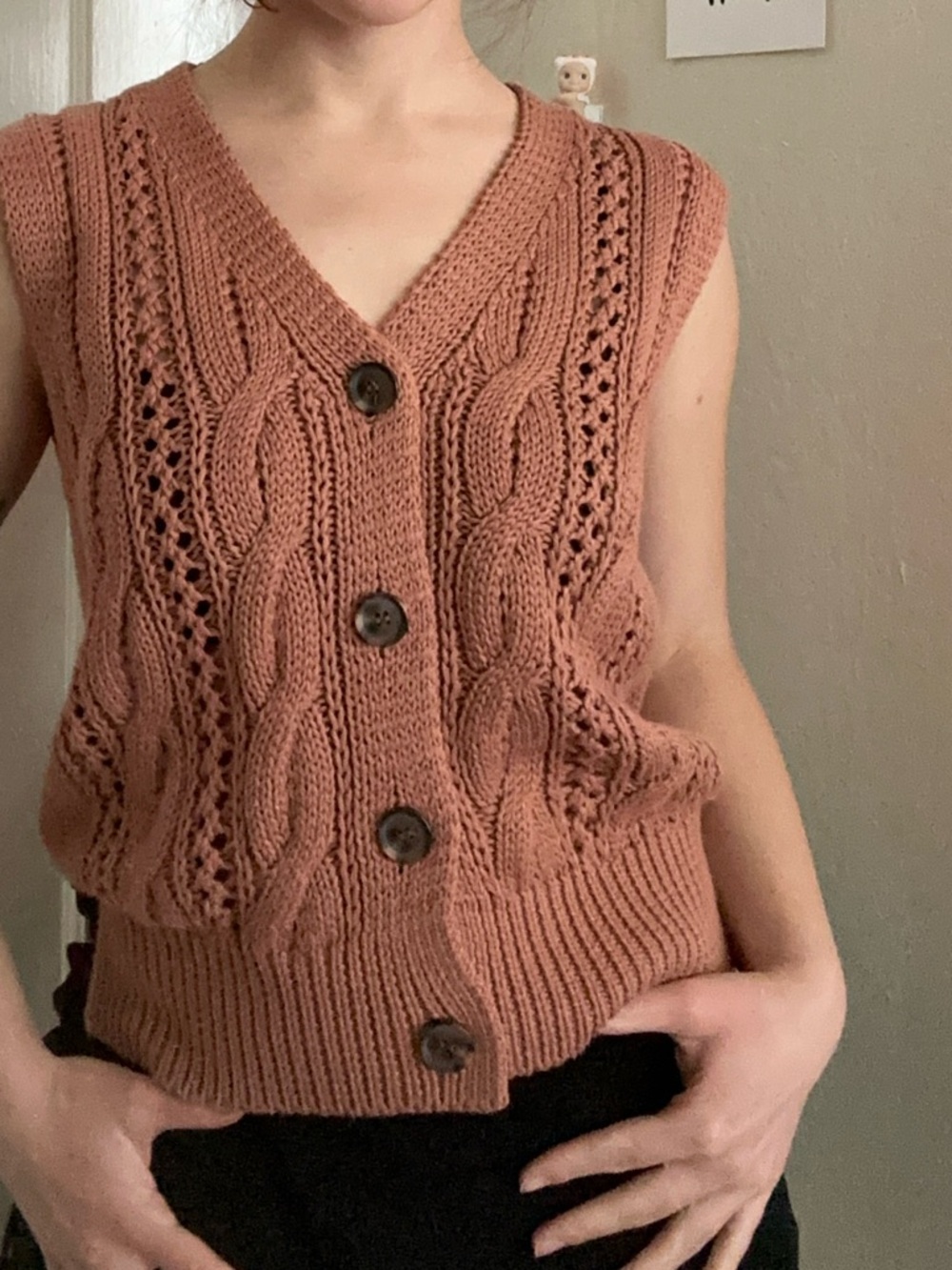 Heartloom knit sweater vest - rusty orange